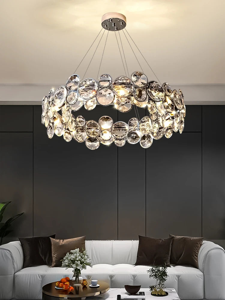 Modern Crystal Chandelier Luxury Villa Living Room Bedroom Dining Room Kitchen Modern LED Ceiling Hanging Lamp