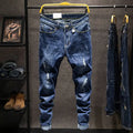 Elastic Fashion Jeans Men Ripped Vintage Slim Denim Pants Hip Hop Distressed Frayed Fashion Men's Clothing Pants