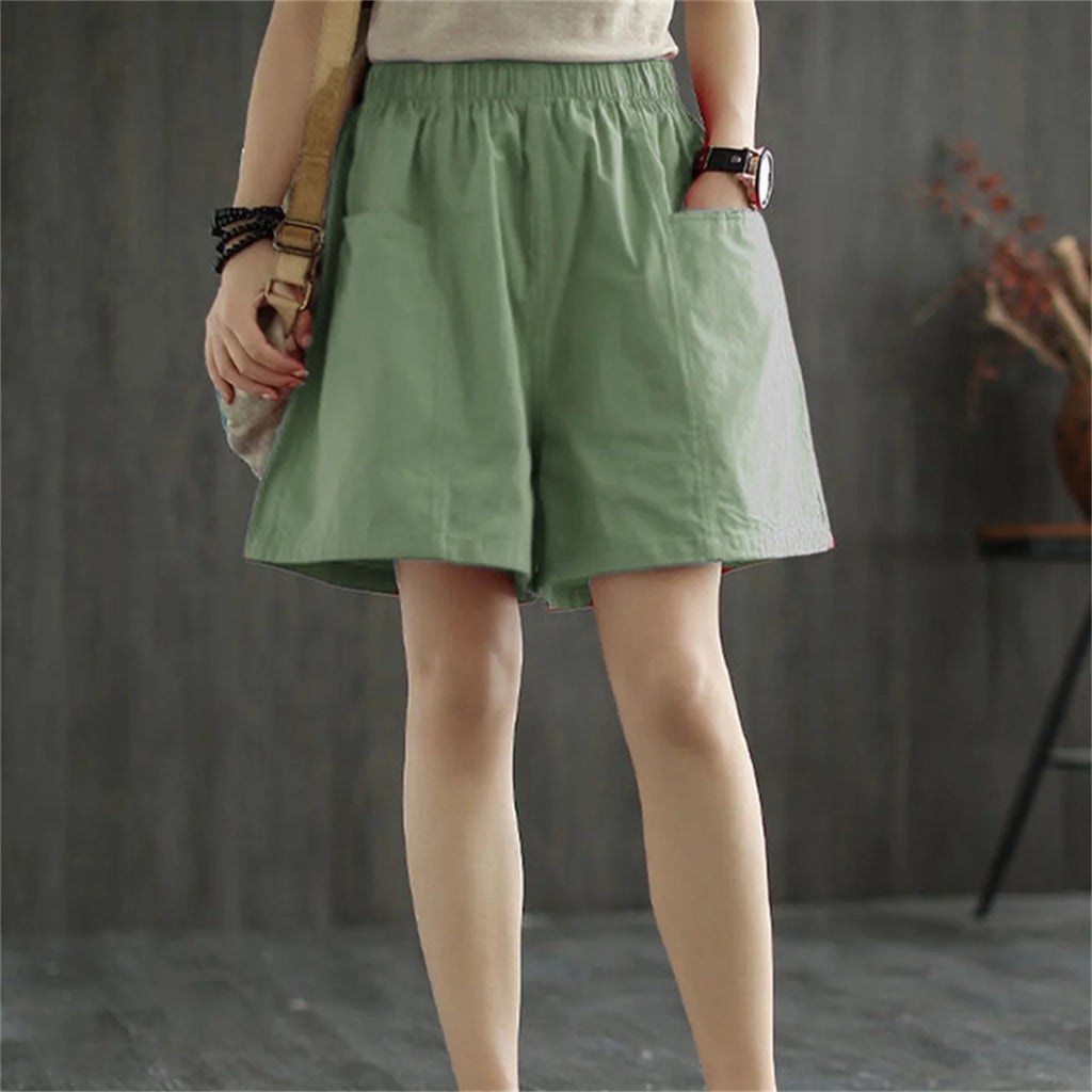 Women Straight Cargo Short Pants 2026 Solid New In Fashion Spring Summer Shorts Pocket Elastic Waist Pant Casual Street Trousers