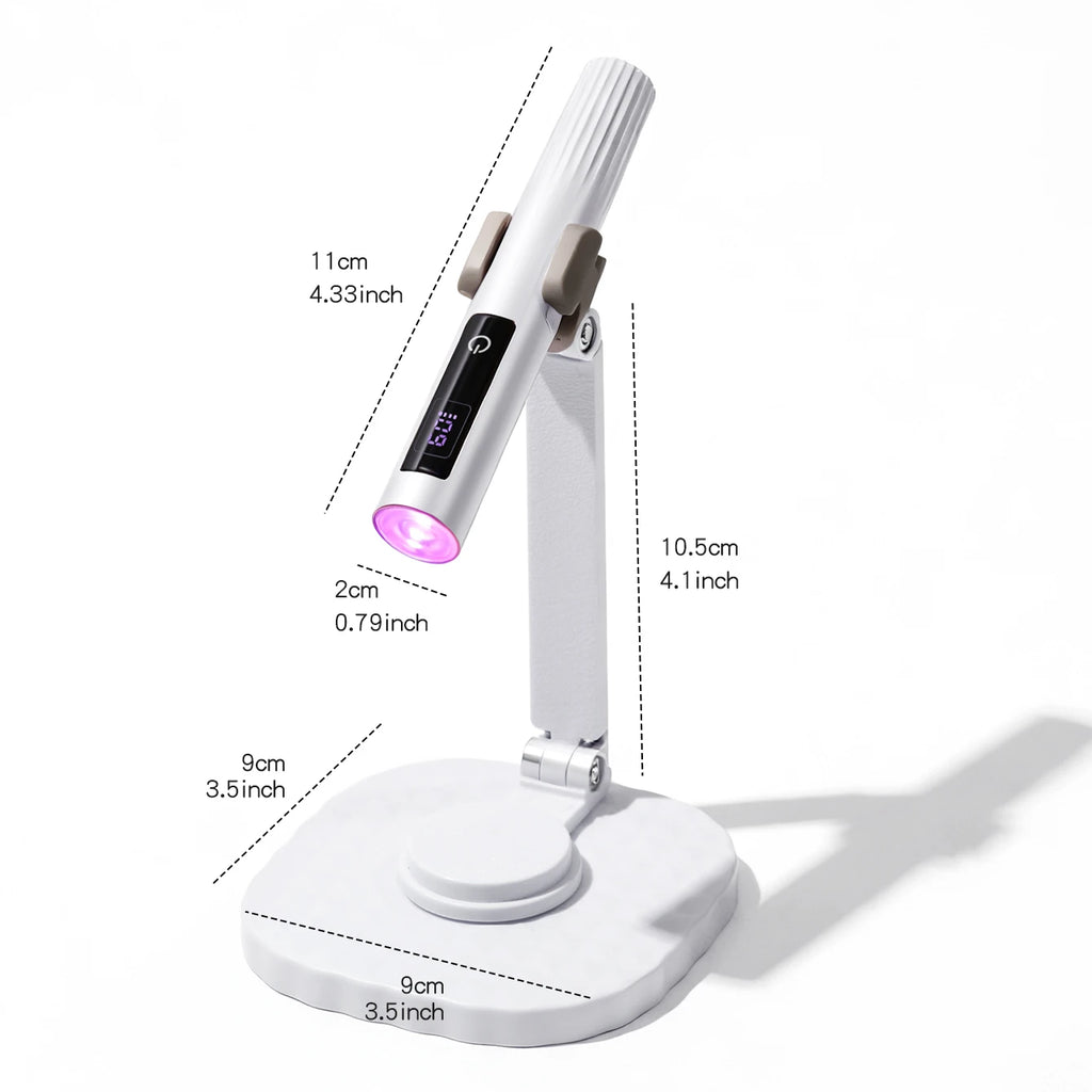 Mini UV Light Cure Nails Lamp with Stand Handheld UV Light with Display for Gel Nail Rechargeable USB Nail Dryer for Fast Curing