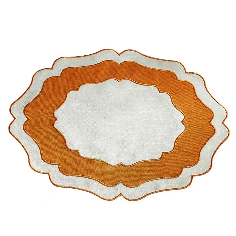 Textured Placemat Scalloped Linen Placemat Dining Table Mat Machine Washable Wrinkle Free Dining Placemat for Home Farmhouse Kit