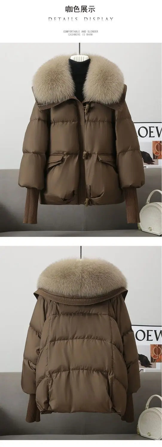 2026 Autumn/Winter New Down Jacket Women's Korean Loose Short Coat Female big fur collar Cotton Jacket Women Snow Parka Coats