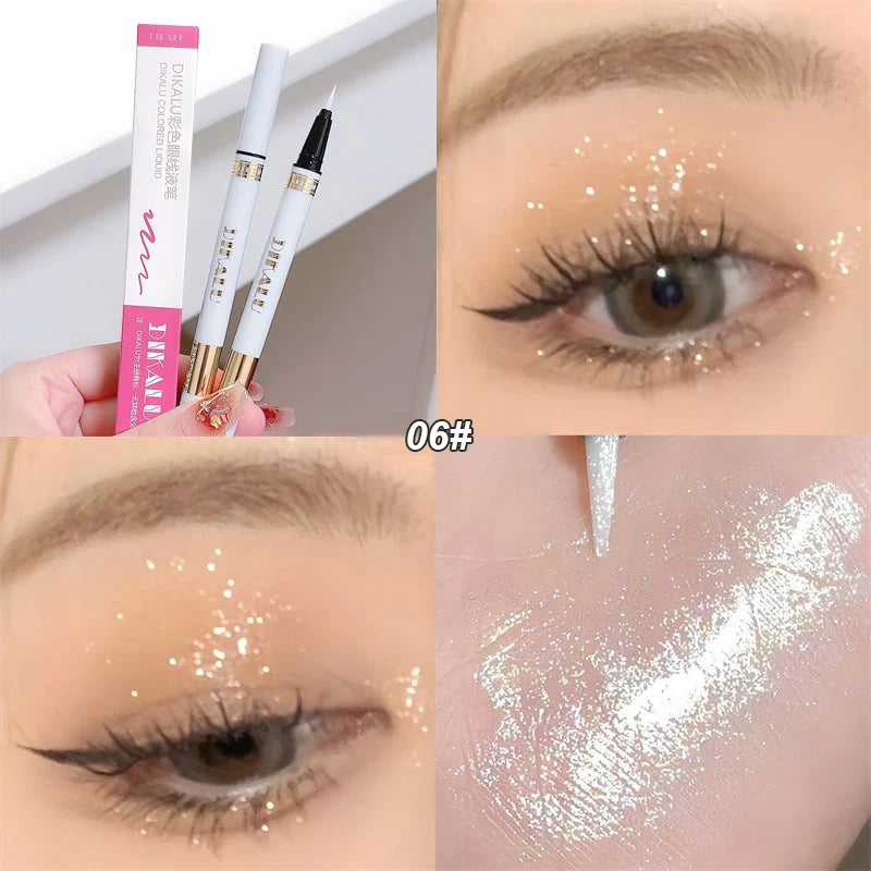 1Pc Glitter Eyeshadow Pen Matte Purple Diamond Eyeliner Pen Waterproof Highlight Brighten Silkworm Makeup Pencil Shiny Eyelids