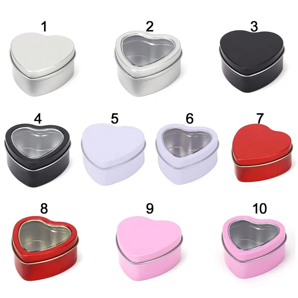 Heart Shape Metal Box Aluminum Tin Jar for Cream Balm Nail Candle Cosmetic Container Refillable Tea Cans Candy Packaging Box 1Pc