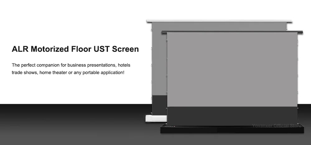 Motorized Floor Rising CLR Projection Screen Tab Tension 92 100 Inch Ambient Light Rejecting Electric for UST Projectors 3D 8K