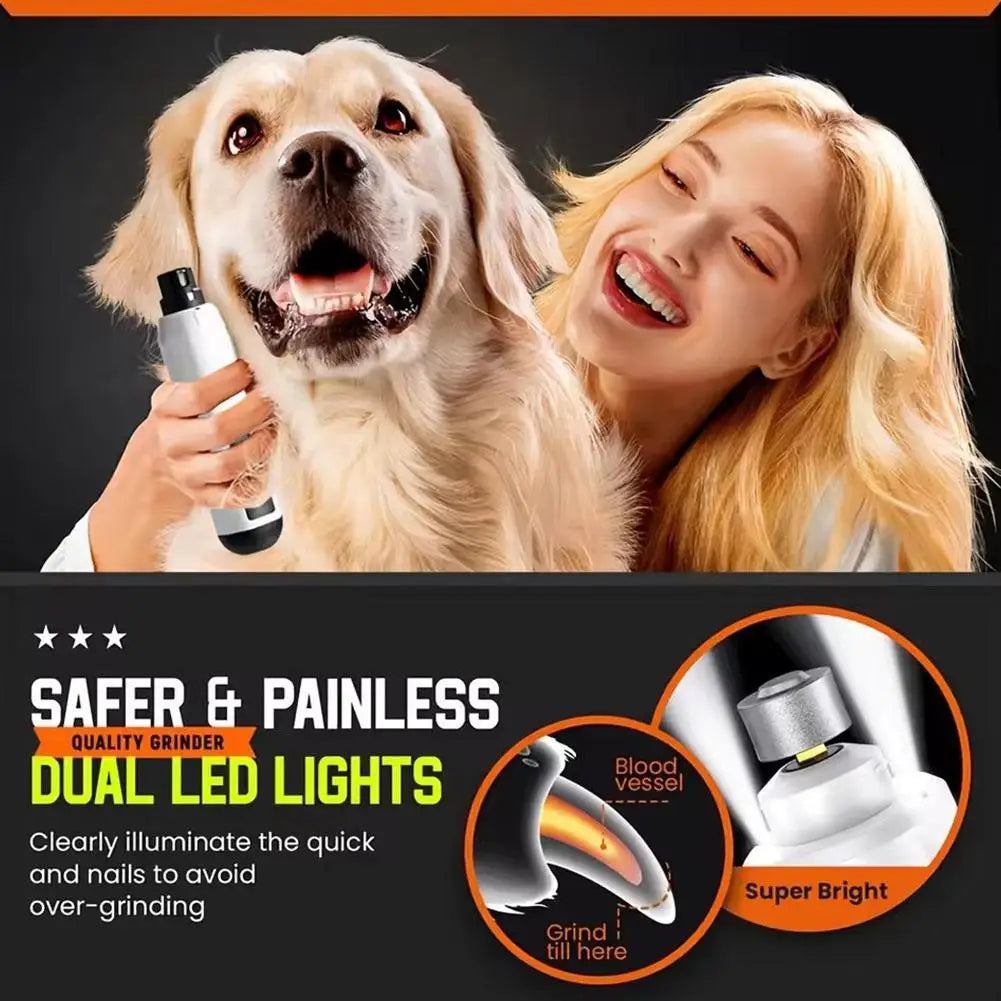 Electric Pet Nail Grinder 5 Speed, Low Noise, Rechargeable For Dogs & Cats, Professional Pet Nail Trimmer Grooming Tool