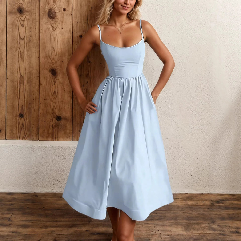 2026 summer fashion casual explosion temperament tube top solid color suspender dress women's clothing