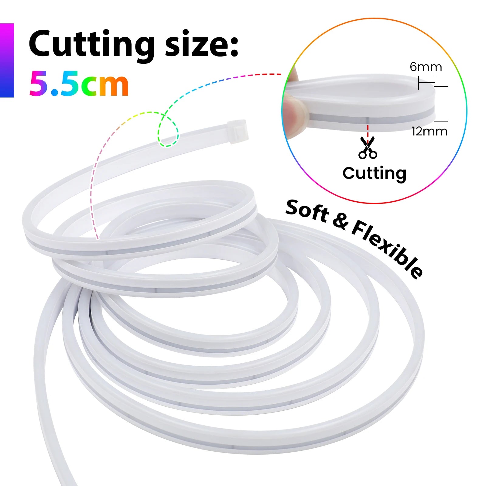 3AA Battery Powered 5V RGB Color-changing LED Neon Strip Light 1M 2M 3M Waterproof With Bluetooth Remote Control For Home Decor