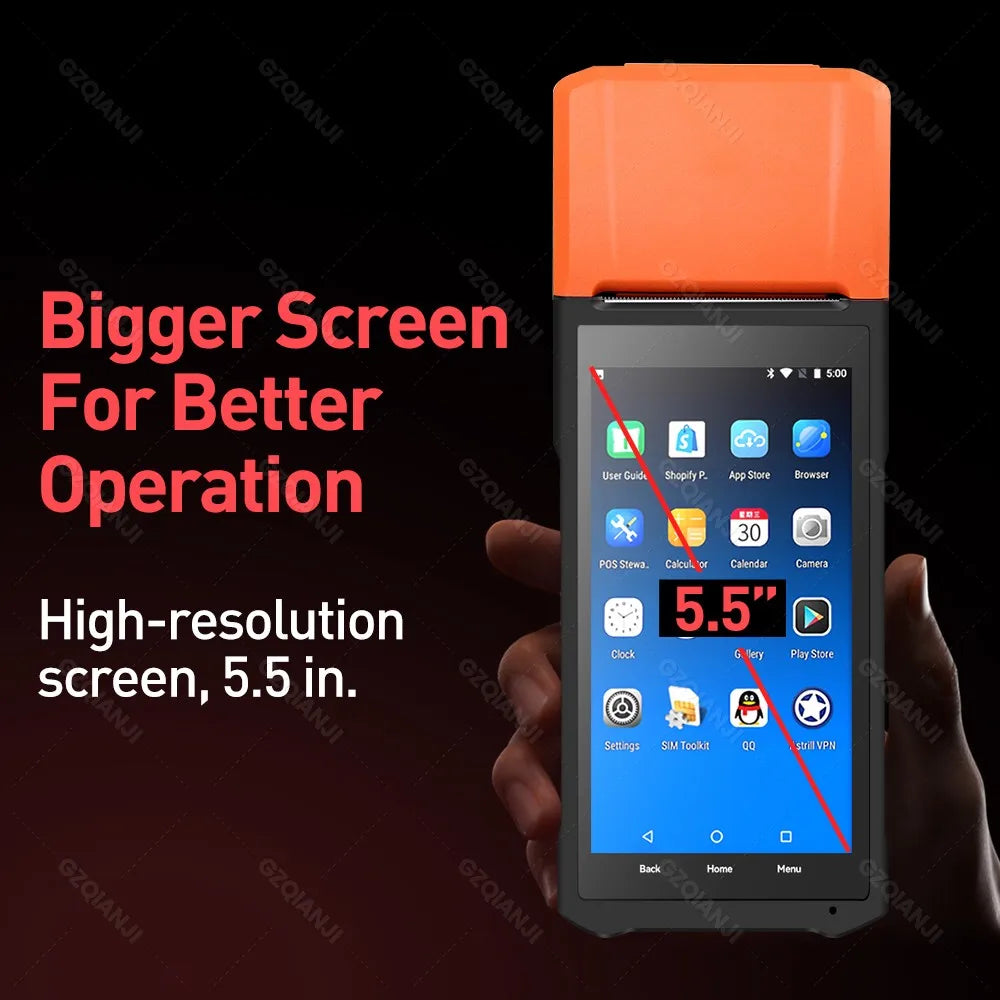 Android 14 Handheld Terminal Android 11 POS Receipt Printer 58mm Portable Machine 5.5 HD Support 1D 2D Barcode Scanner NFC WIFI
