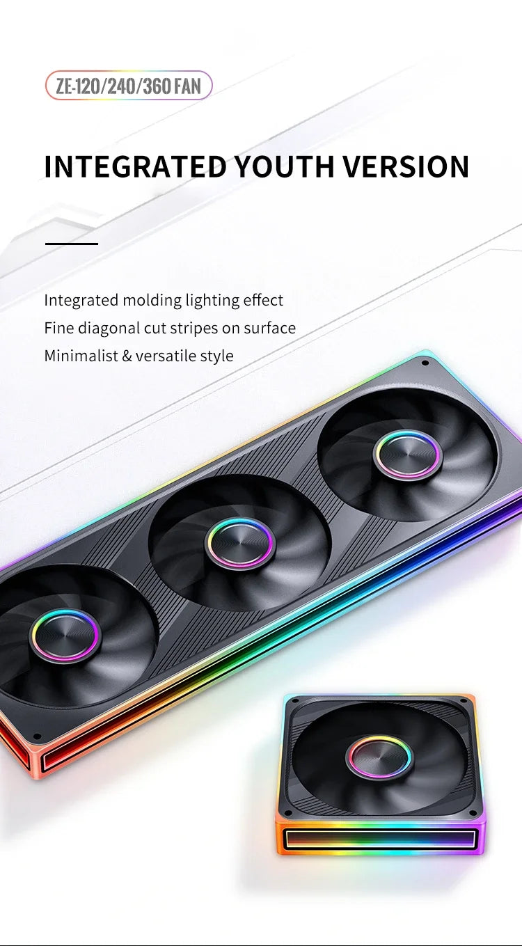 JONSBO ZE-120/240/360 120mm ARGB Case Fan, Infinity Mirror RGB, PWM Fan, MB Sync, Aluminum CD Pattern Hub Badge