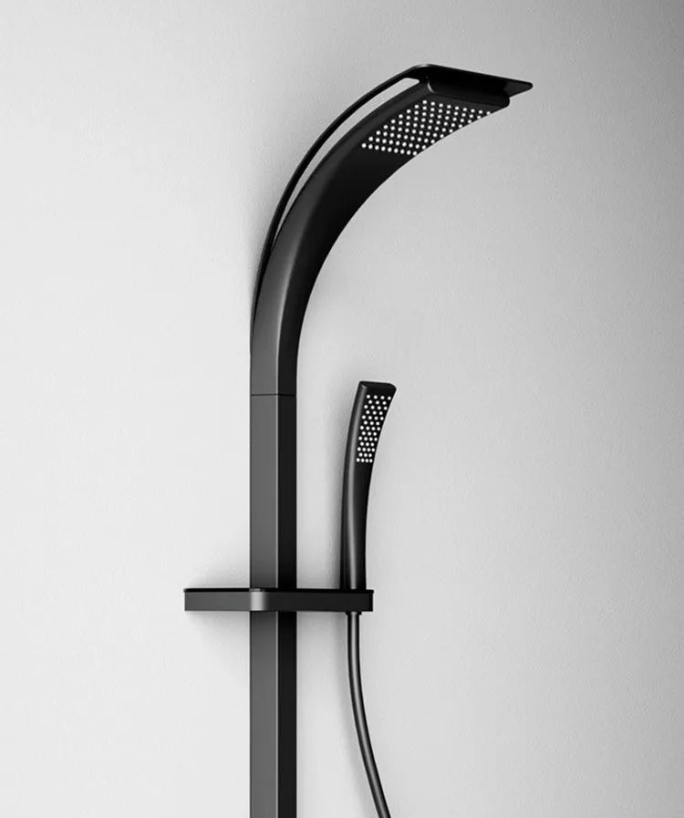 Modern Luxury Wall Mounted Showers Panel Shower Set with Shelves Smart Thermostatic Valve Shower System Set for Hotel Bathroom