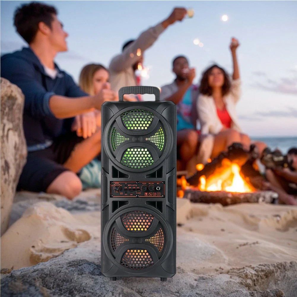 Bluetooth-Compatible Speaker Wireless Stereo Speaker with Double Subwoofer Deep Bass Lights Outdoor Speaker for Home Party Gift