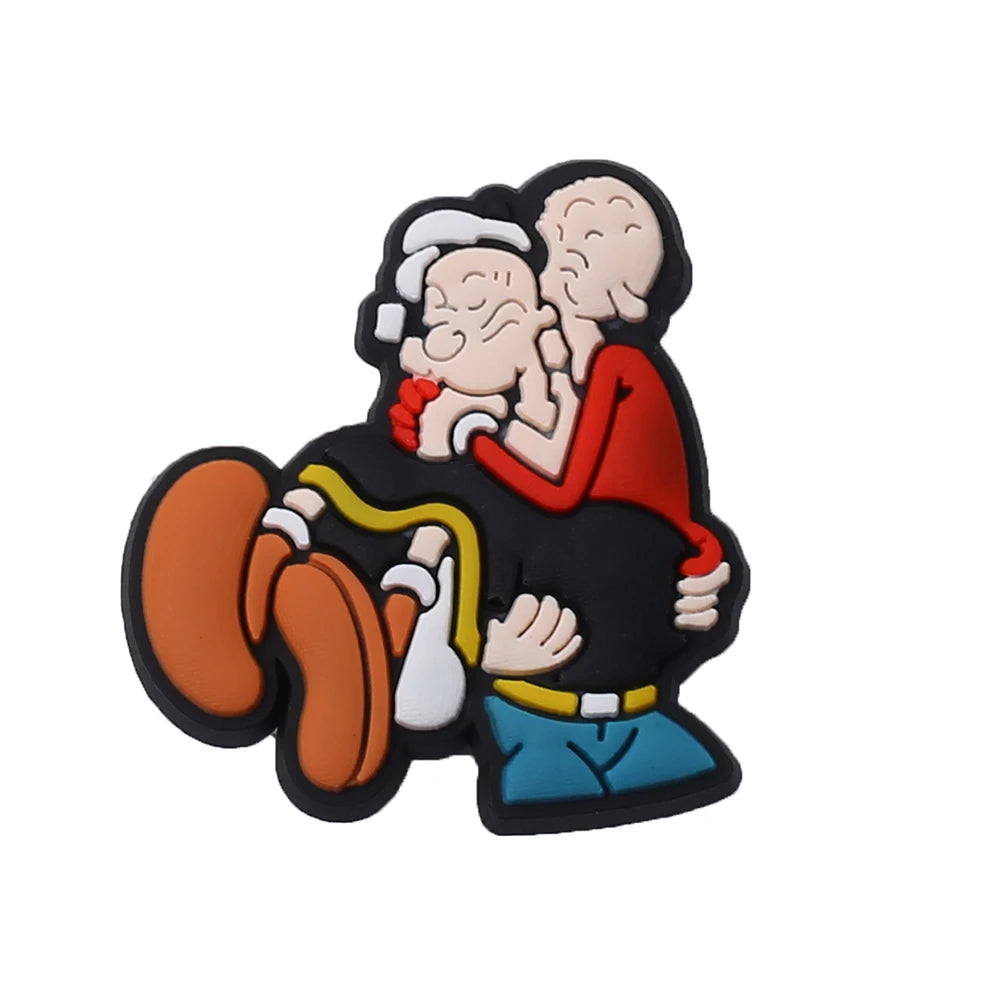 1-8pcs Hot toys Popeye PVC Cute Cartoon shoes Charms Accessories DIY Detachable Waterproof PVC Shoe Decorations for Party Gifts