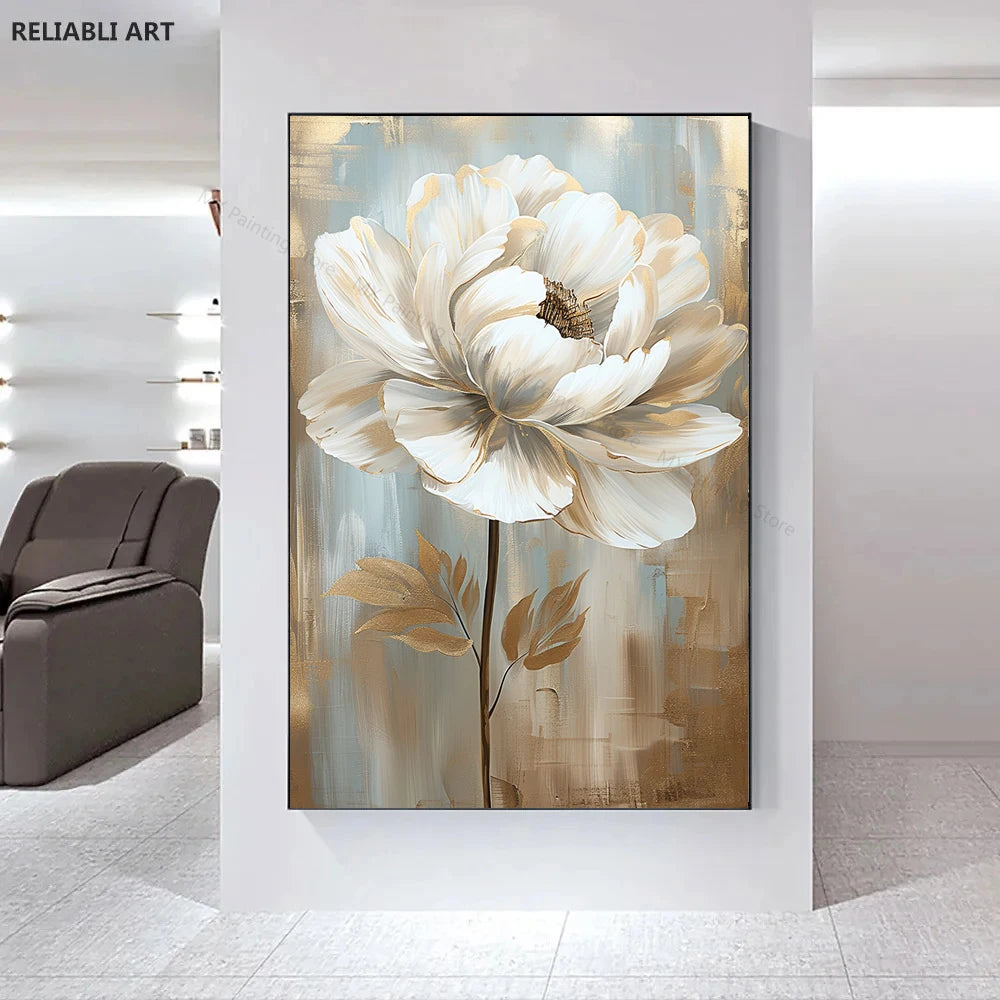 Modern Light Luxury Living Room Decor, Abstract Flower Art Posters,Home Decoration, Prints Canvas Wall Picture,Unframed