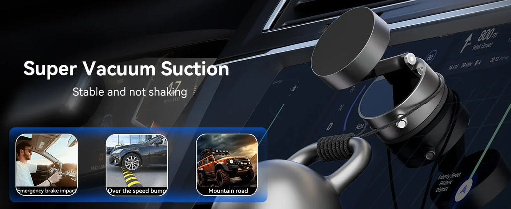 Car/Mirror/Gym Vacuum Suction Fold Magnetic Phone Holder 360 Rotation Suction Cup Car Phone Stand Mount For Magsafe iPhone 16~12