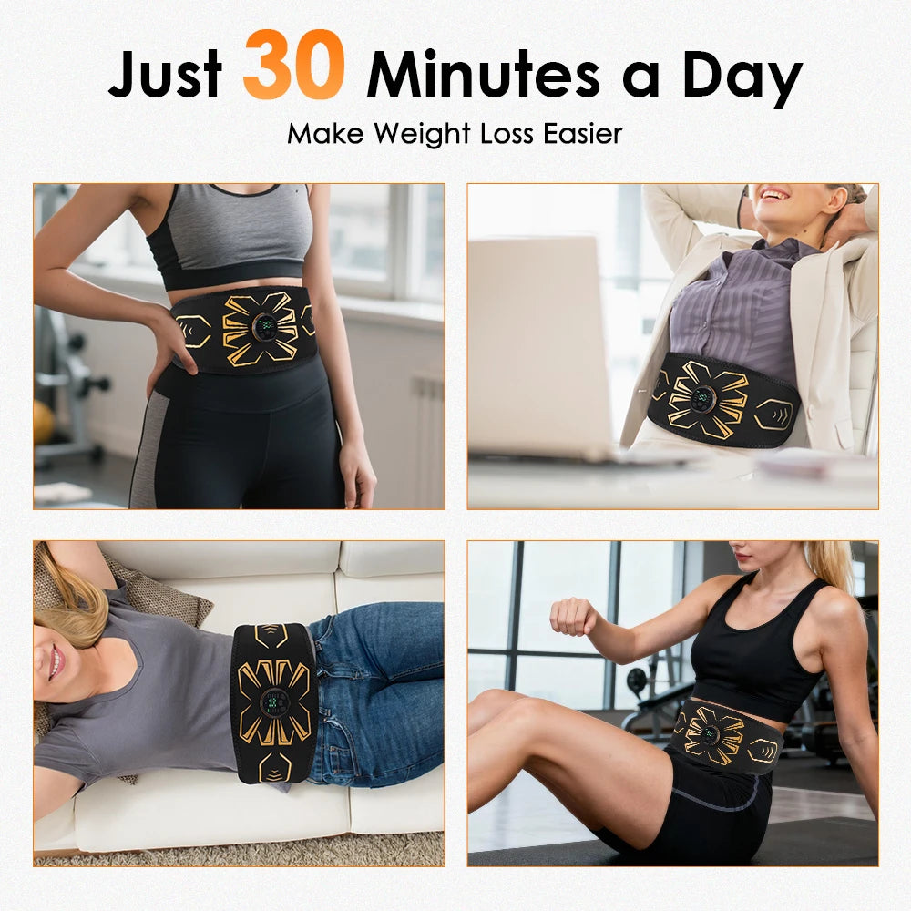 Muscle Toner Abdominal Toning Belt Smart EMS Muscle Stimulator Fat Burning Ab Trainer Weight Loss Fitness Equipment For Home Gym