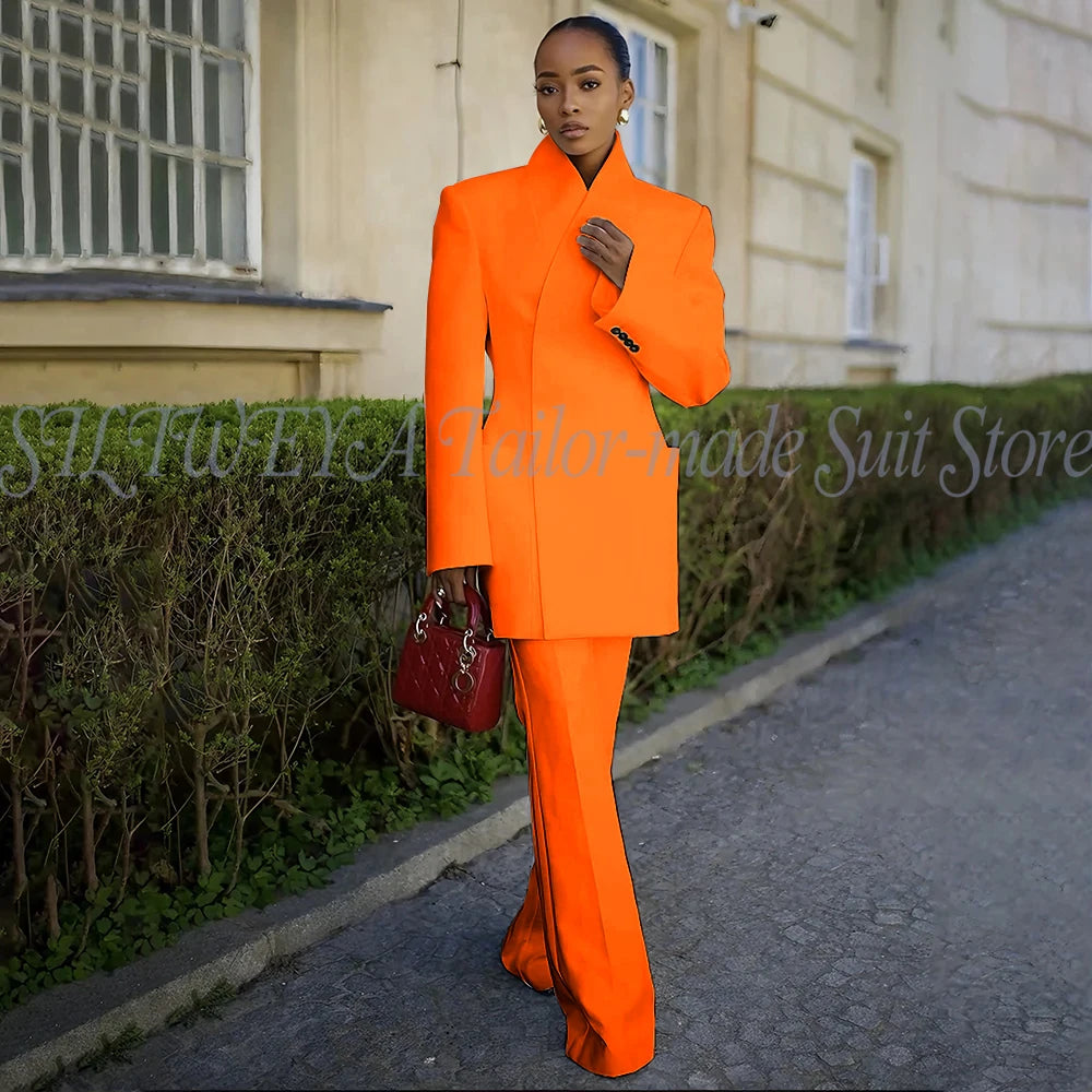 White Pants Suit Woman Luxury 2 Pieces Jacket Pants Smart Casual Office Lady Blazer Set Solid Color Trajes De Mujer Elegante