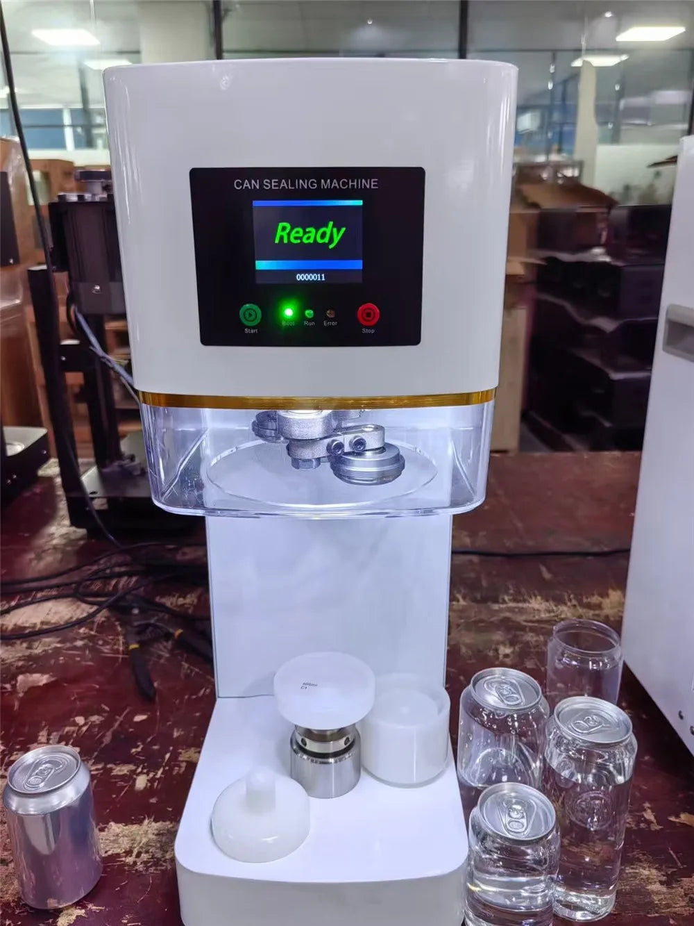 Automatic Juice Cup Drinks Sealing Machine Can Sealing Machine Jar Sealing Machine Non Rotary Plastic Tin Jar Beer Cans Seamer