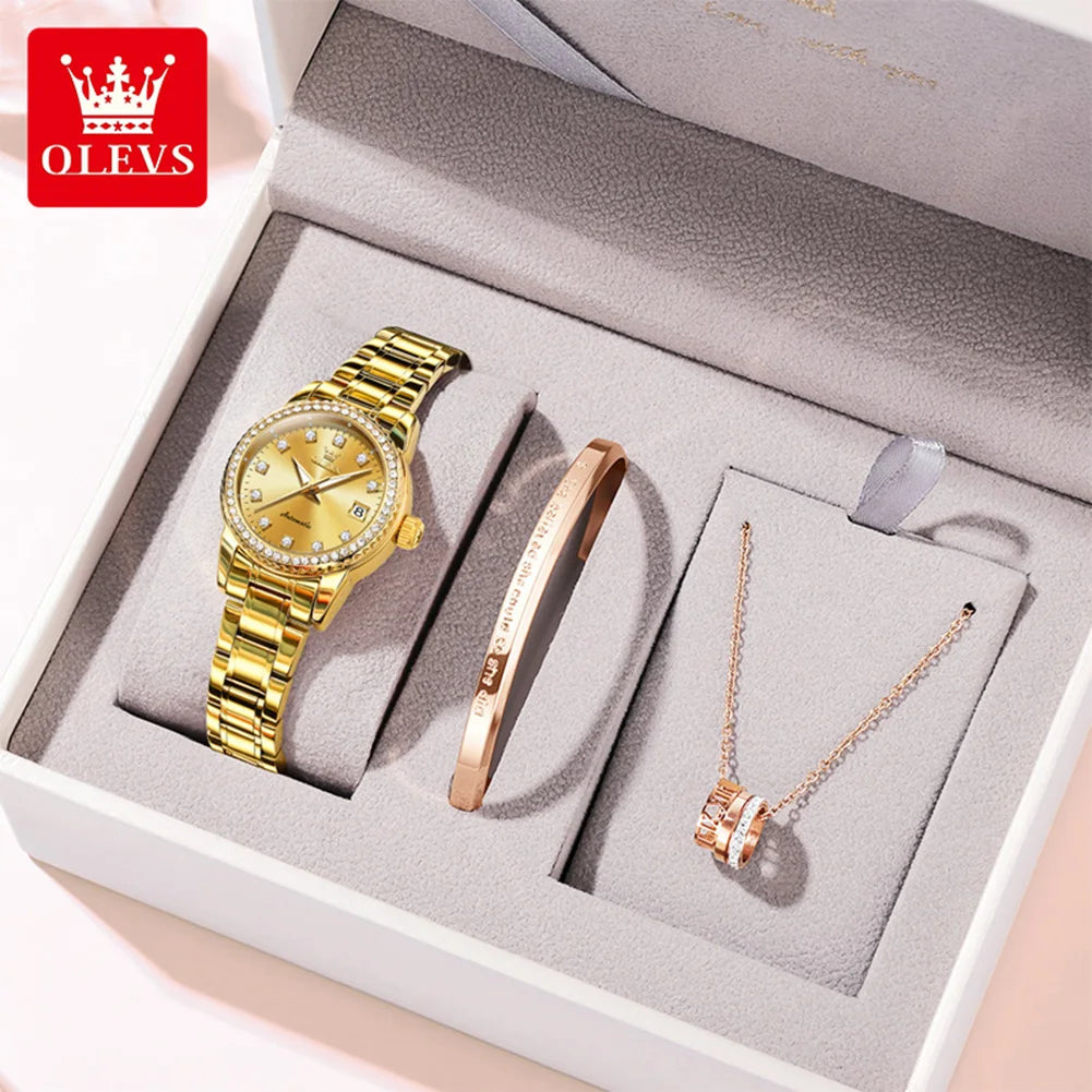 OLEVS Automatic Mechanical Watch for Ladies Auto Date Top Brand Business Luxury Women Watch NEW 7003
