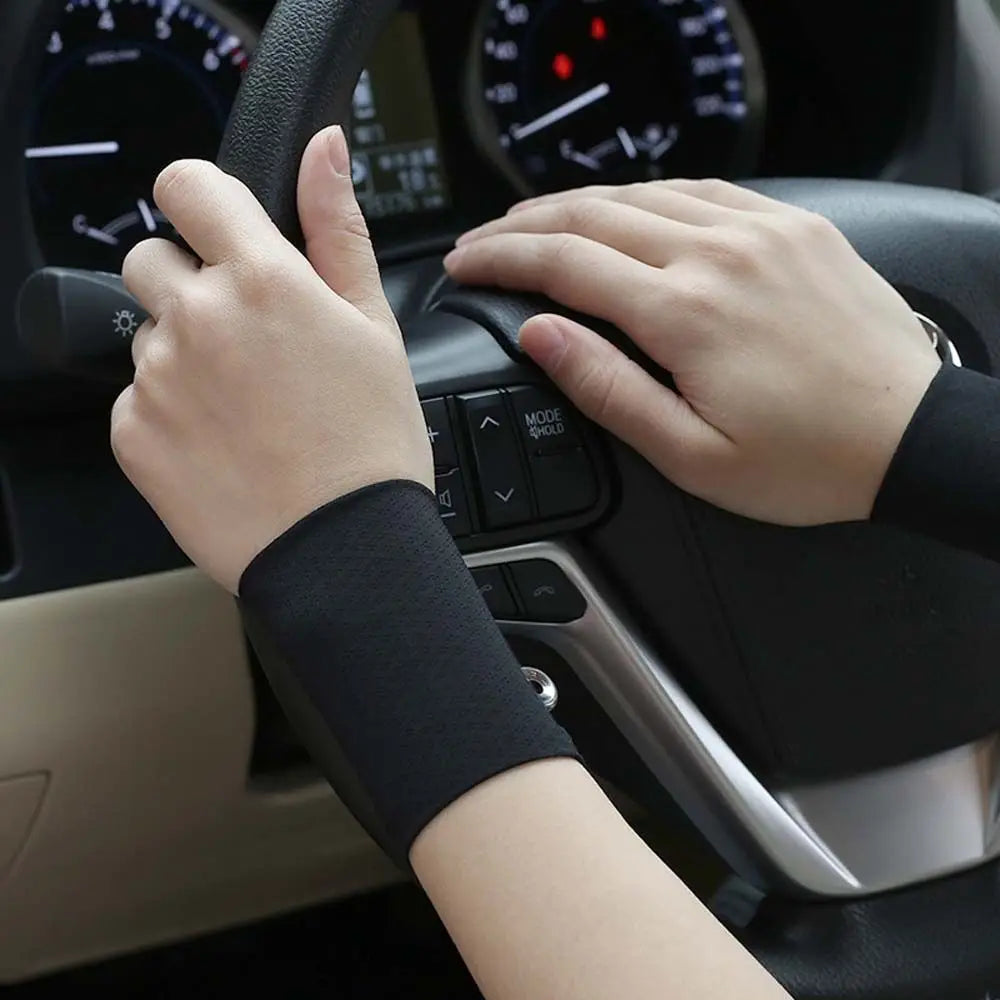 Men Women Personalized Solid Color Elastic Wrist Cover Outdoor Sunscreen Ice Silk Sleeves Sports Wristband Cycling Arm Sleeves