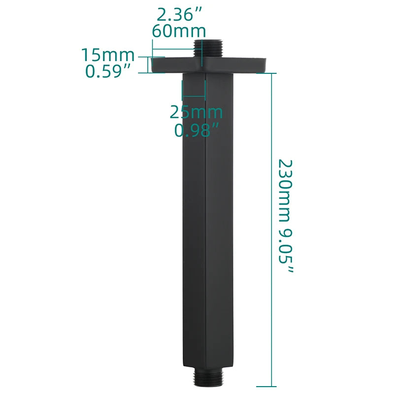 Ciencia 304 Stainless Steel Square Shower Arm G1/2 Bathroom Shower Arm Wall Mounted for Fixed Rain Shower Head