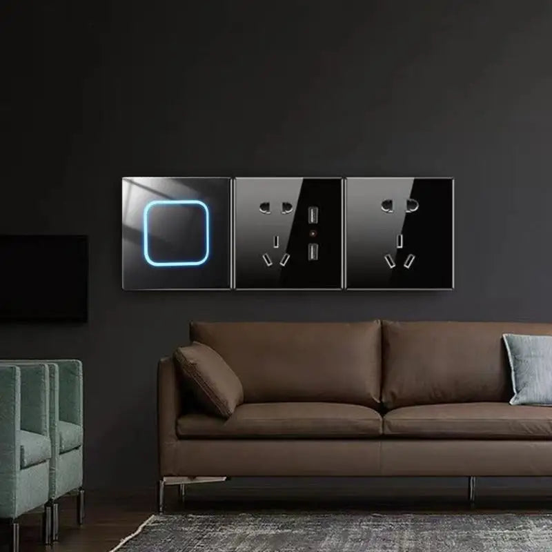 240V 10A Electrical Light Switches Tempered Glass Panel Wall Light Switches 1/2/3/4 Gang Wall Glasses Panel Switches Enduring