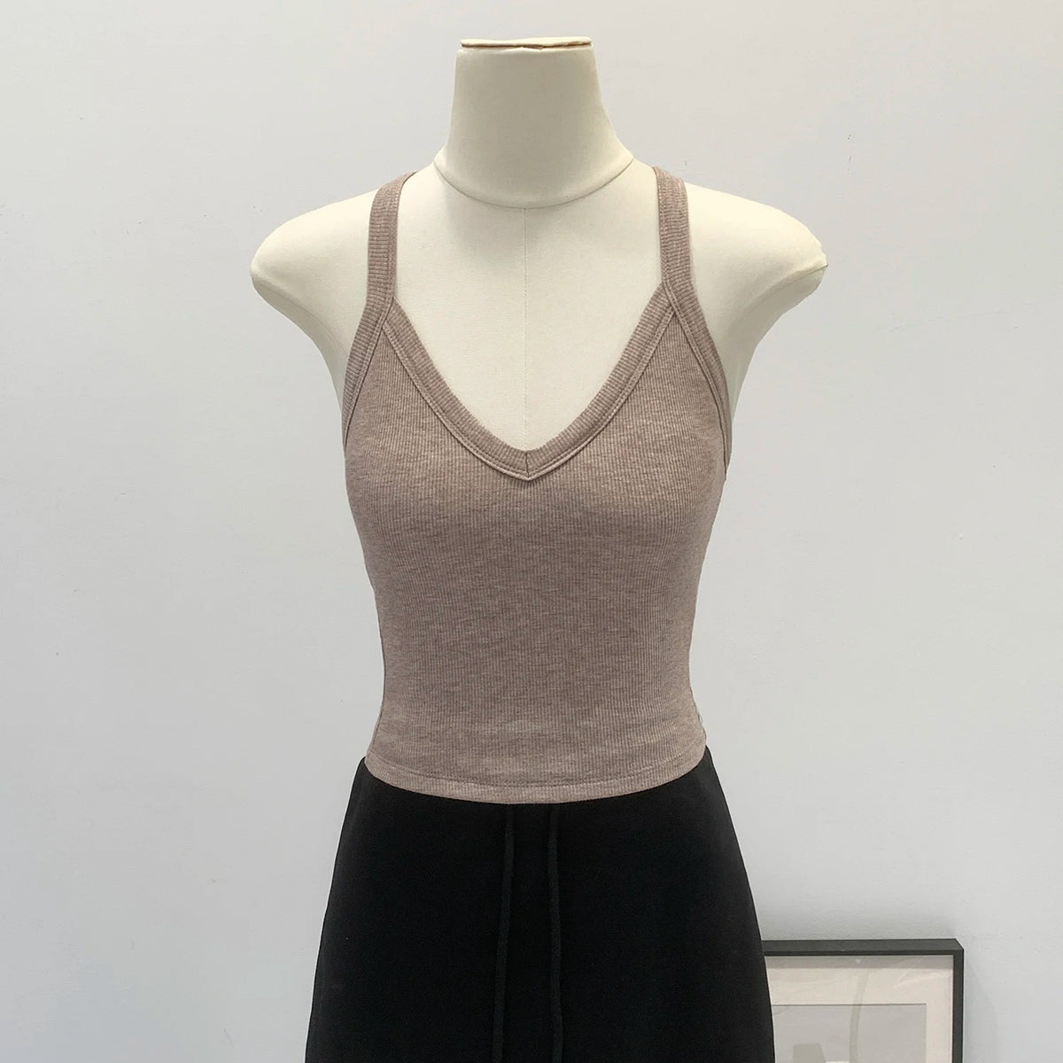 American Style Sexy V-neck Neck Hanging Vest Women's Slim Fit Summer New Unique Beautiful Small Strap Nylon Fabric Breathable