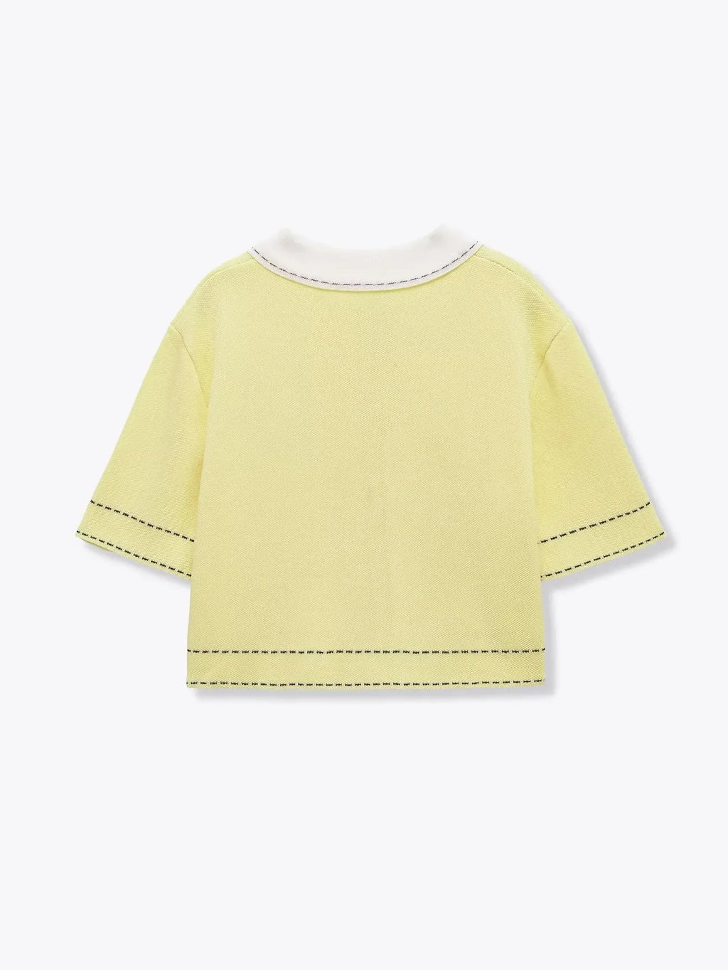 Casual Yellow Lapel Knitted Sweater Women Chic Short Sleeve Single Breasted Warm Pullover Lady Autumn Commute Street Outwear New