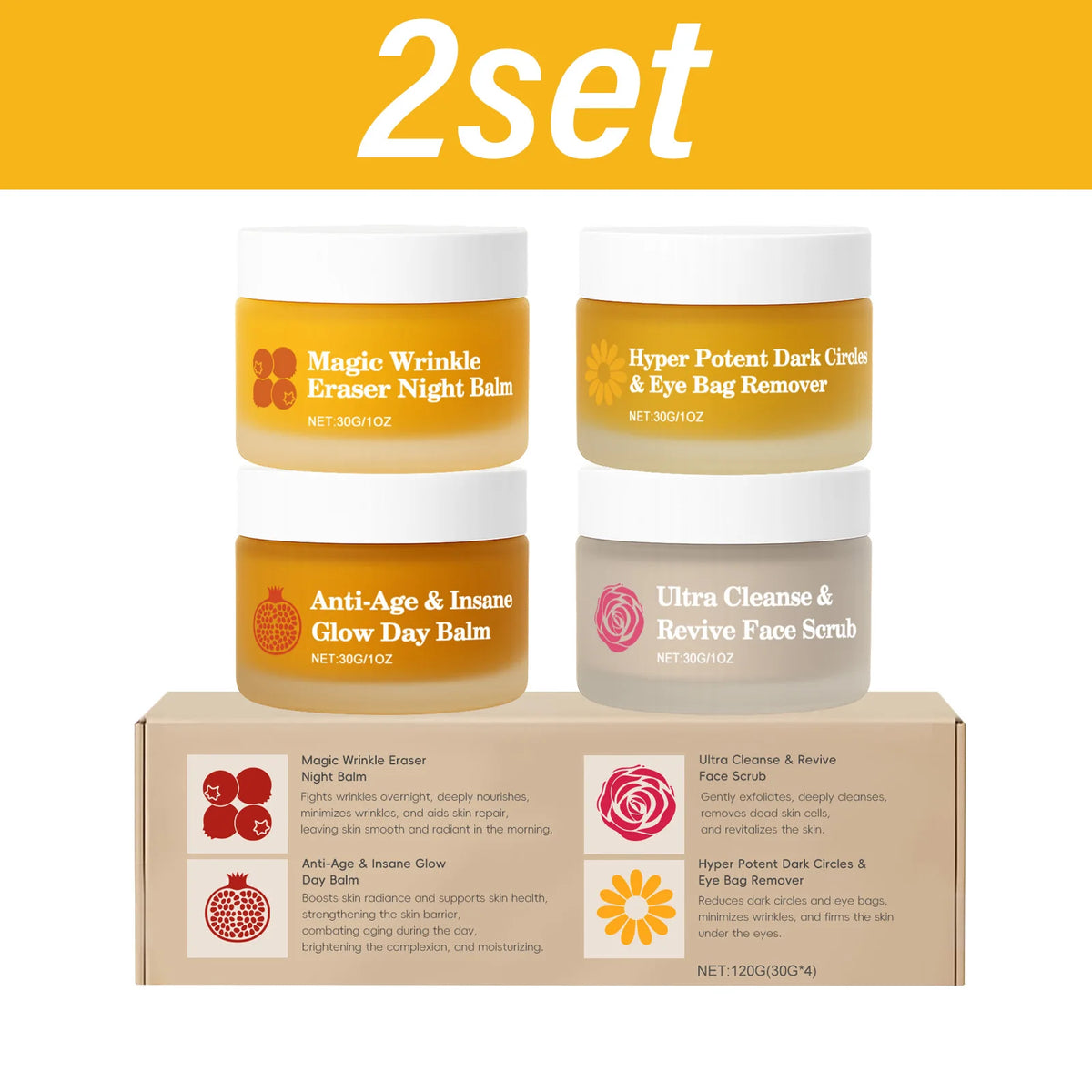Skincare Set Day Night Cream Eye Cream Face Scrub Moisturizing Revitalizing Firming Radiance Glow Hydrating Routine