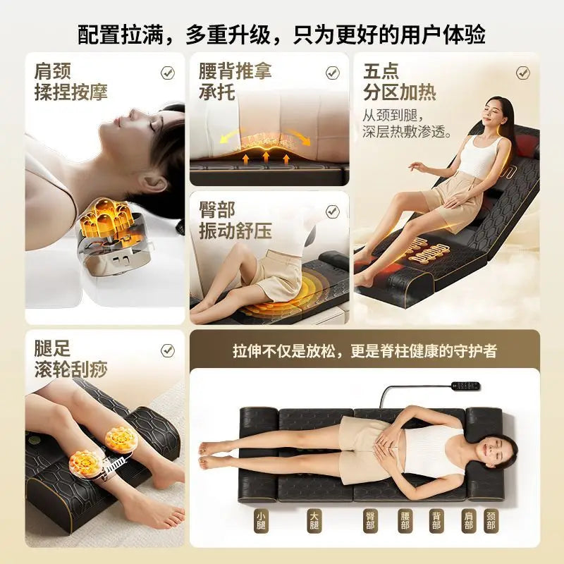 Foldable Multifunctional Massage Mattress Automatic Heating Massage Pad For Neck Shoulder Waist Back Leg Foot Home Use