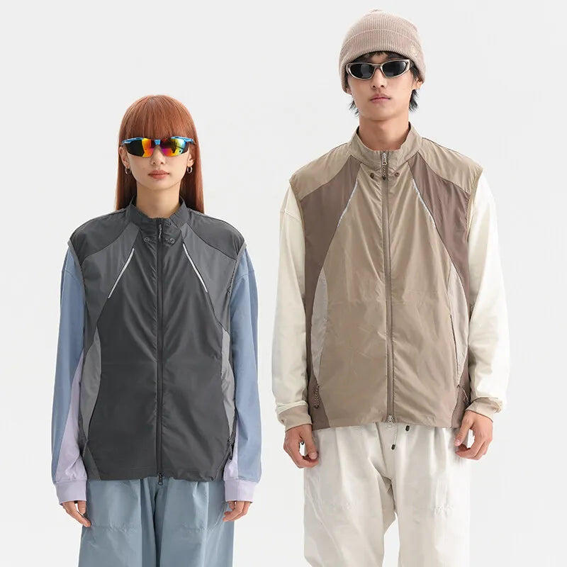 Coat + Vest Sets Varsity Jacket Men Outdoor Techwear Fashion Casual Track Hooded Sunscreen Cape Jacket Vest Women Cycling Coat