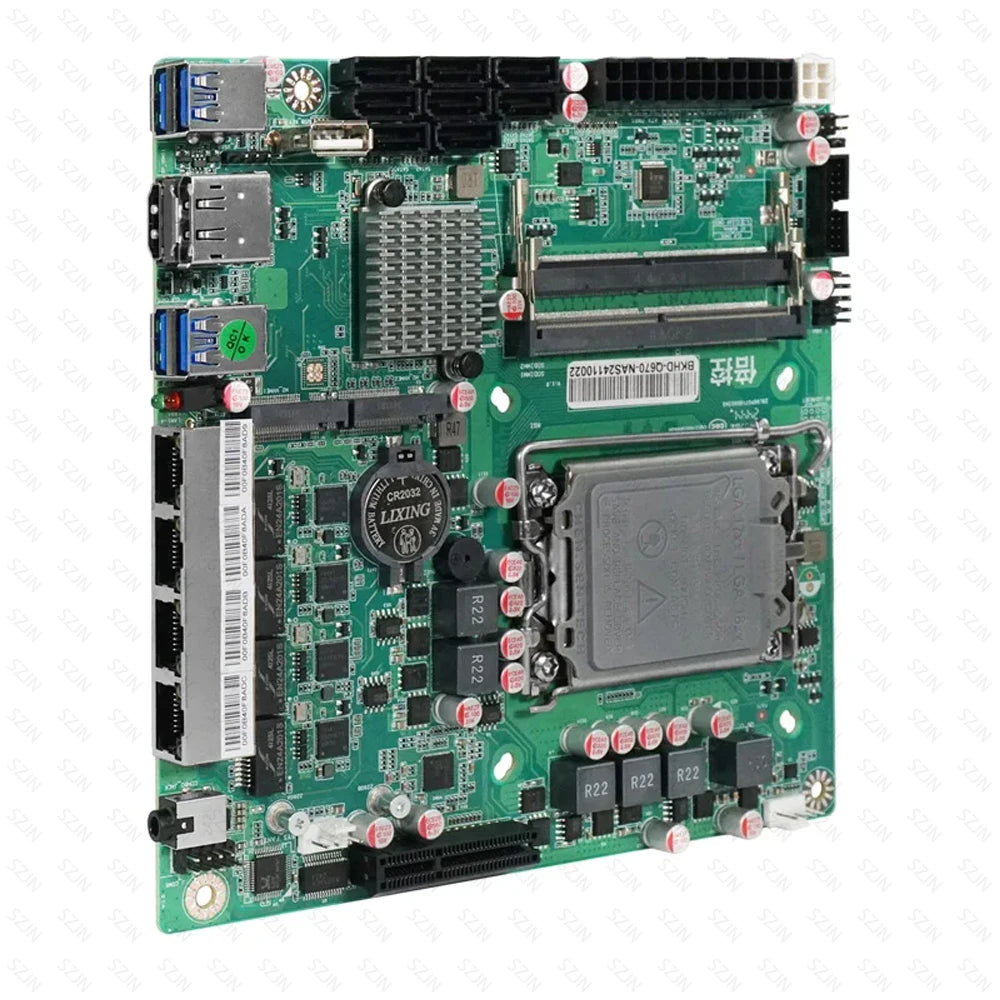 NAS Set Q670 MINI ITX Motherboard CPU Combo vPRO with 12-14th Core DDR5 16-32G 4800MHz Support 2xM.2 NVME 8xSATA3.0 Home Server
