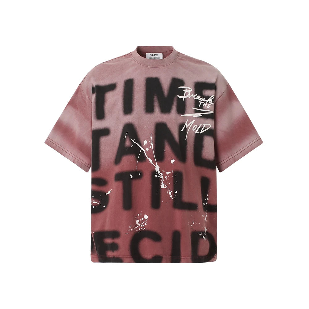Hip Hop T-Shirt Men Streetwear 2025 Letter Graffiti Tie Dye T Shirt Harajuku Cotton Unisex Tops Tees Y2K Clothing