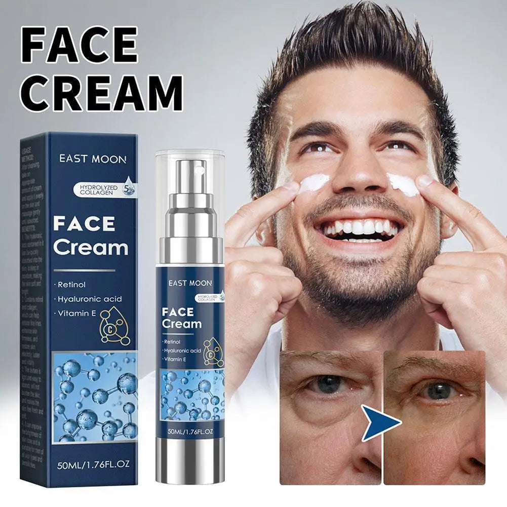 EAST MOON Men's Face Cream 50ml - Retinol, Hyaluronic Acid & Vitamin E, Deep Moisturizing Anti-Aging Oil Control for Men Care