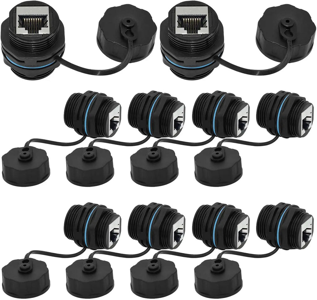 Panel Mounting Shielded CAT6 RJ45 Waterproof Connector Cat5e/6 8P8C Ethernet LAN Cable Coupler Adapter with Waterproof/Dust Cap