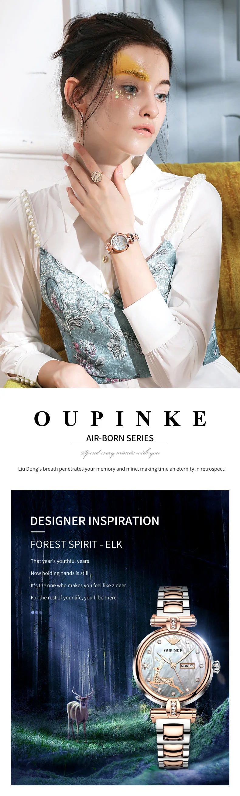 OUPINKE 3180 Women Mechanical Watch Rose Gold Luxury Elegant Diamond Watch Brand Original Dress Bracelet Women Watch Gift Box