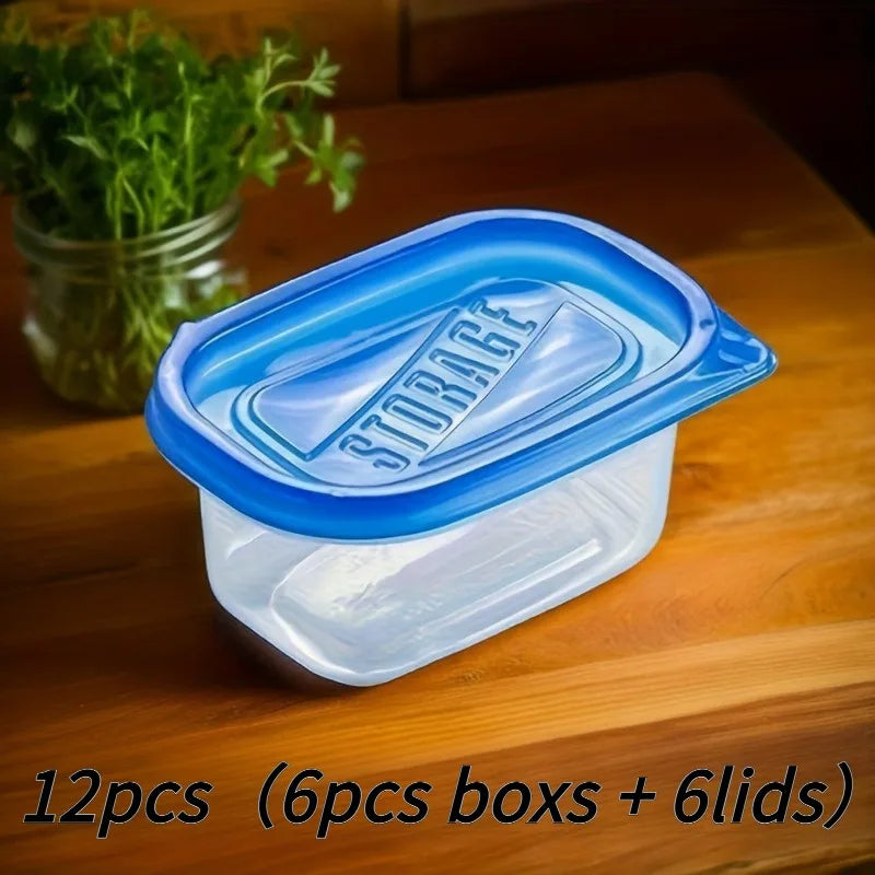 12Pcs Reusable Leak‑Proof Food Containers (6 Boxes+6 Lids), Microwave & Dishwasher Safe, for Bento, Picnic & Daily Use