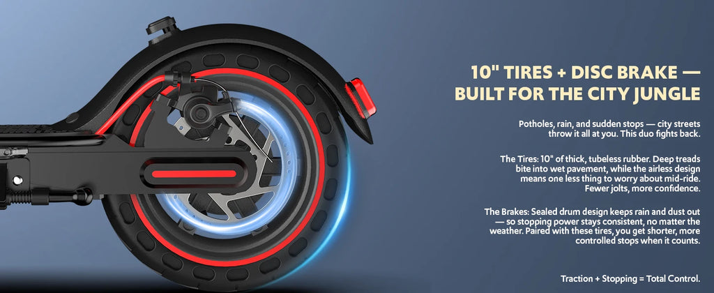 Electric Scooter Adults, Foldable E-Scooter with Front Suspension & Front/Rear Turn Signal Lights, 10" Large Honeycomb Solid Tires, 550W Motor, 36V 10.5AH Battery, Up to 20 Miles Range & 22 MPH