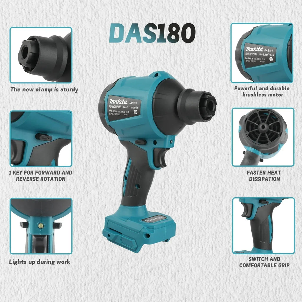 Makita DAS180 18V Cordless Air Blower Multifunction Dusting Machine with Nozzle Air Dust Removal Gun And Inflator Tool