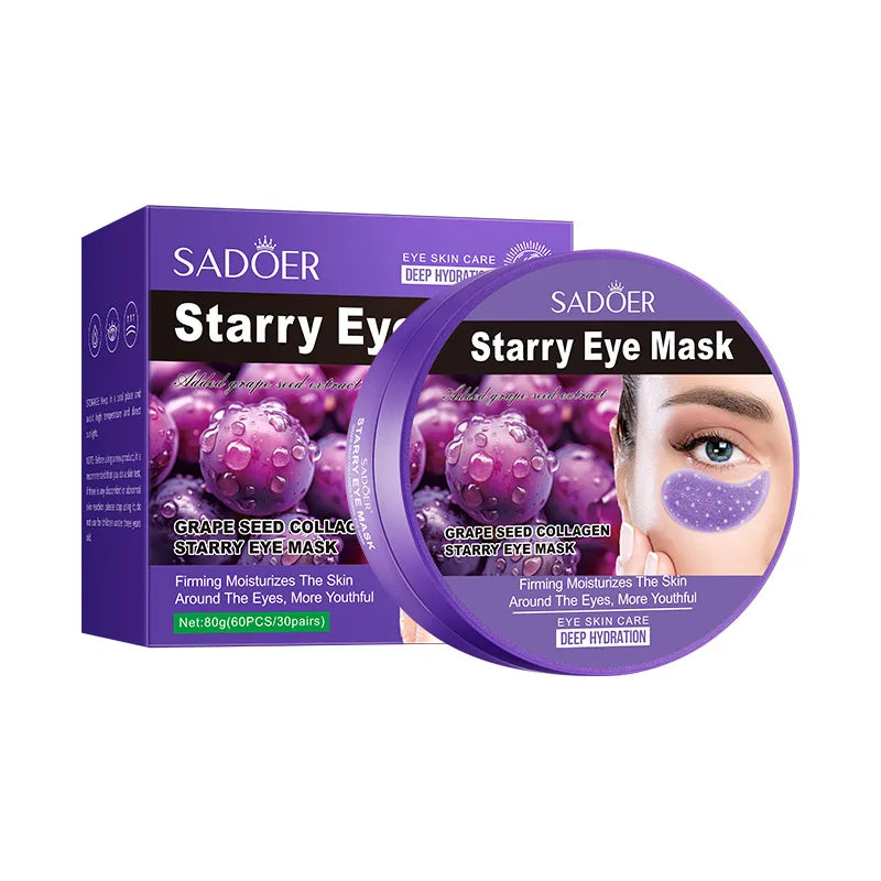 60/120pcs SADOER Caffeine Crystal Collagen Eye Mask: Moisturizing Eye Patches for Eye Care Ant -Aging Anti Wrinkles Skin Care