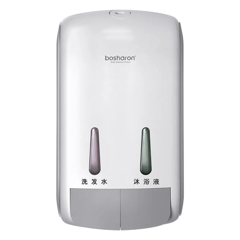 2-in-1 Shower Shampoo Soap Dispenser No Drill Wall-Mounted Shower Pump Soap Dispenser 2 Chamber Body Wash Dispenser for Bathroom