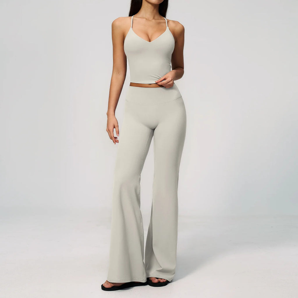 2PCS Yoga Suit Women's Tracksuits Gym Clothes Running Workout Outfits Sports Bra Middle Pants Athletic Wear Female Yoga Clothing