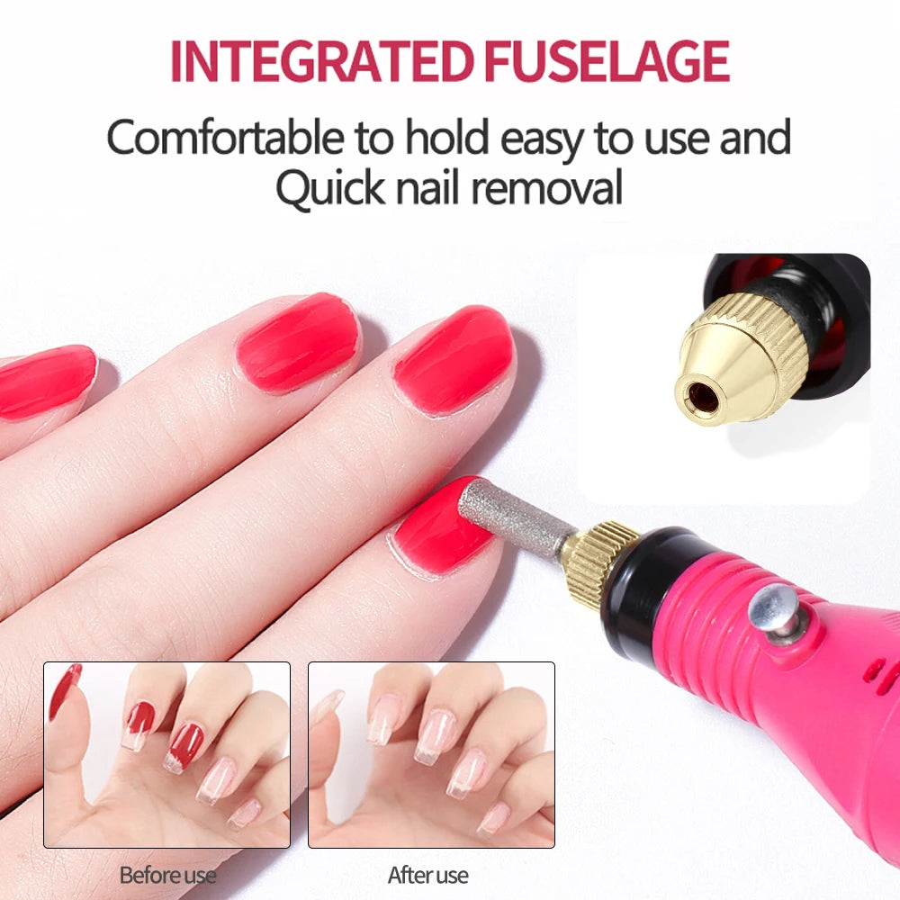 LULAA Electric Nail Drill Machine Set Pedicure Grinding Equipment Mill For Manicure  Professional Strong Nail Polishing Tool