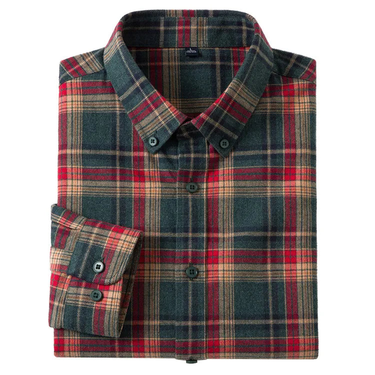 100% Cotton Flannel Shirt Long Sleeve, Plaid Winter Casual Shirt, Anti-Wrinkle Soft Brushed Fabric, Multi-Color Sizes M-4XL
