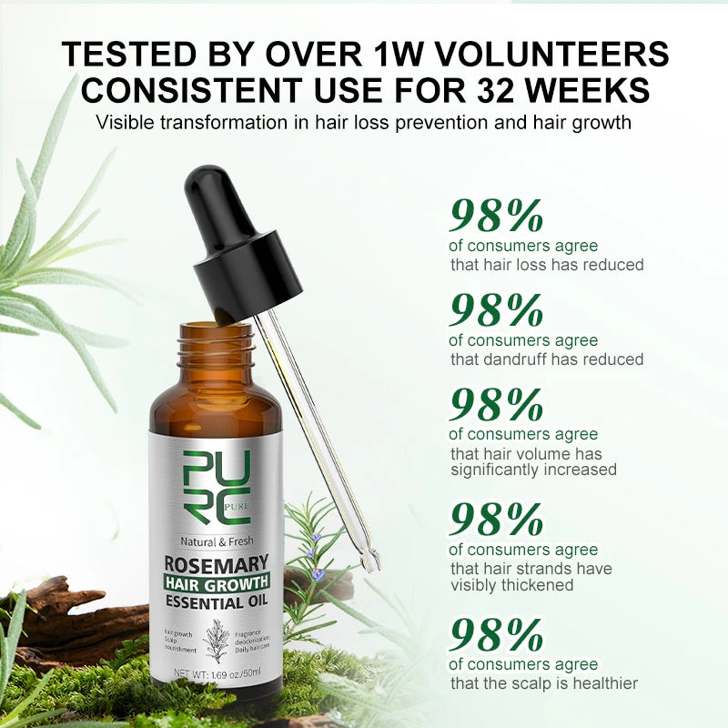 PURC Rosemary Hair Oil and Morocco Argan Oil Shampoo Sets Smoothing Repair Damaged Frizz Hair Care Products for Men Women