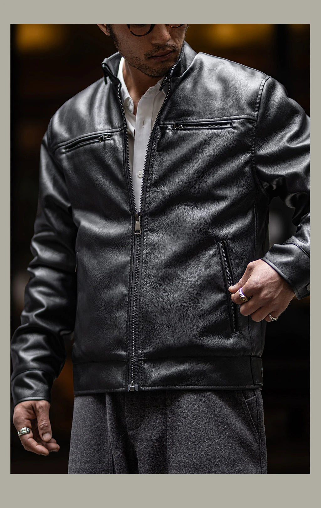 Vintage motorcycle leather jacket, men's leather jacket