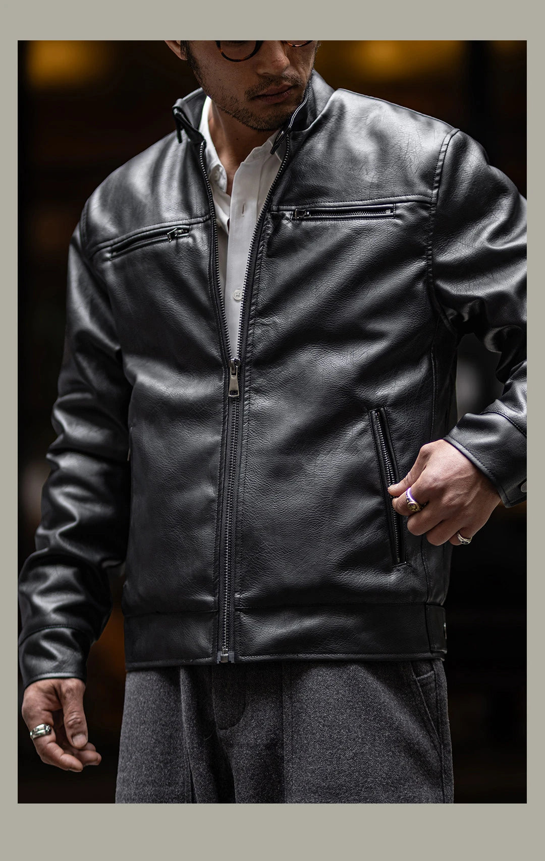 Vintage motorcycle leather jacket, men's leather jacket