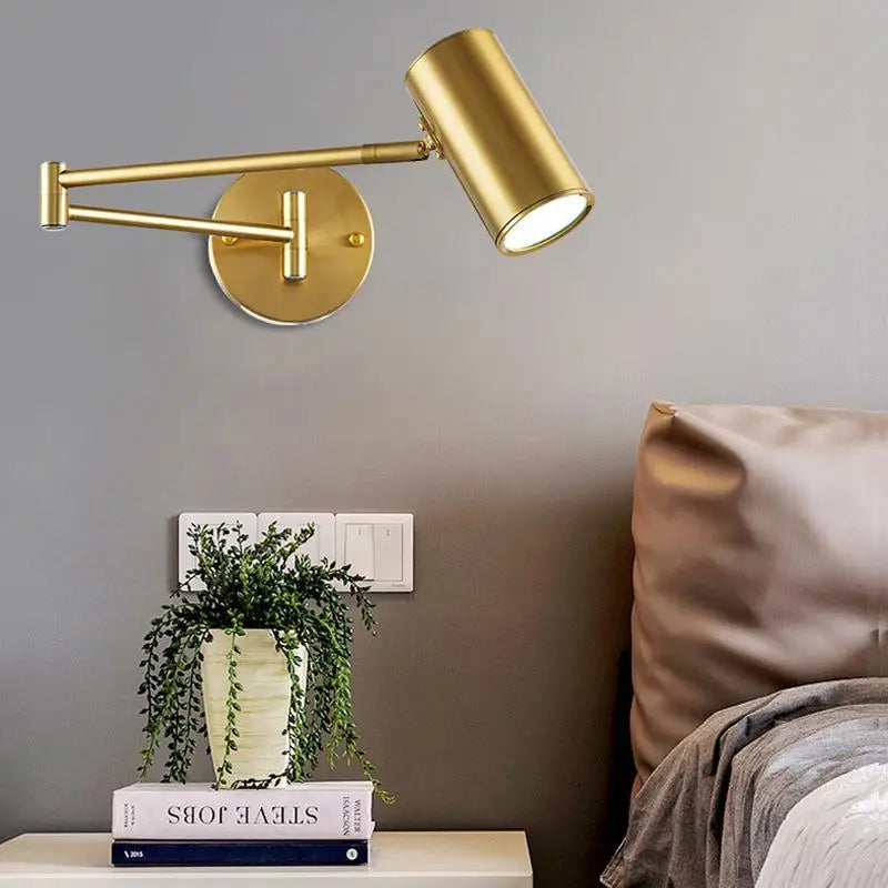 Modern Indoor Touch Sensor Wall Lights Adjustable Swing Long Arm LED Wall Lamps Internal Bedside Lighting Decor Sconce Lights