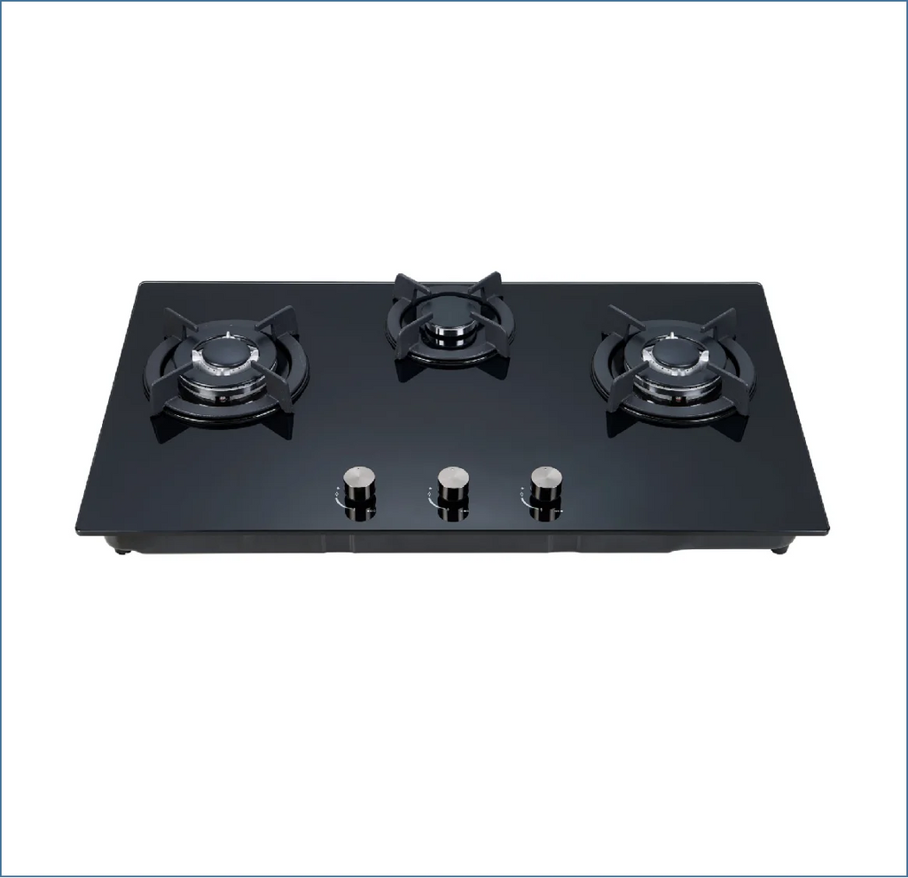 3 Burner Kitchen Gas Stove Electronic Ignition Built-In Tempered Glass Cast Iron Ceramic Aluminum for LPG for Kitchen Use