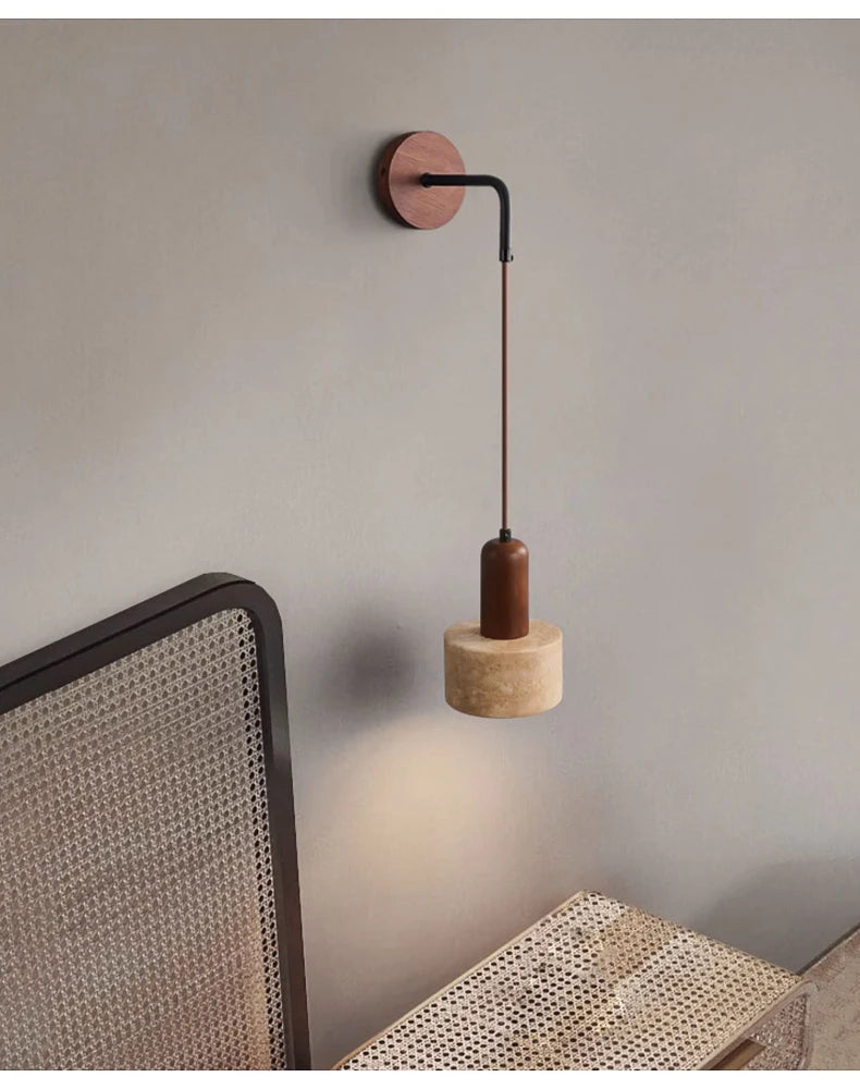 Natural Yellow Marble Led Wall Lamp Japanese Wabi Sabi Home Stay Bedside Decorative Lamp Warm Color Study Restaurant Light